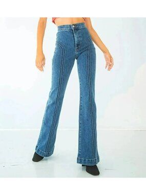 Revice High-Waisted  Wide Leg Jeans Womens 31 Blue